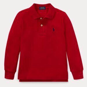 Boys' POLO by RALPH LAUREN Cotton Mesh‎ Long Sleeve Polo Red | Size 18 months